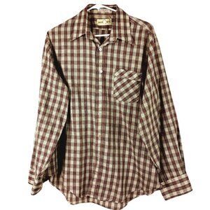 Vintage Plaid Button-Up Hi Count Gingham Shirt Mens L 80s Retro Dadcore Mervyns